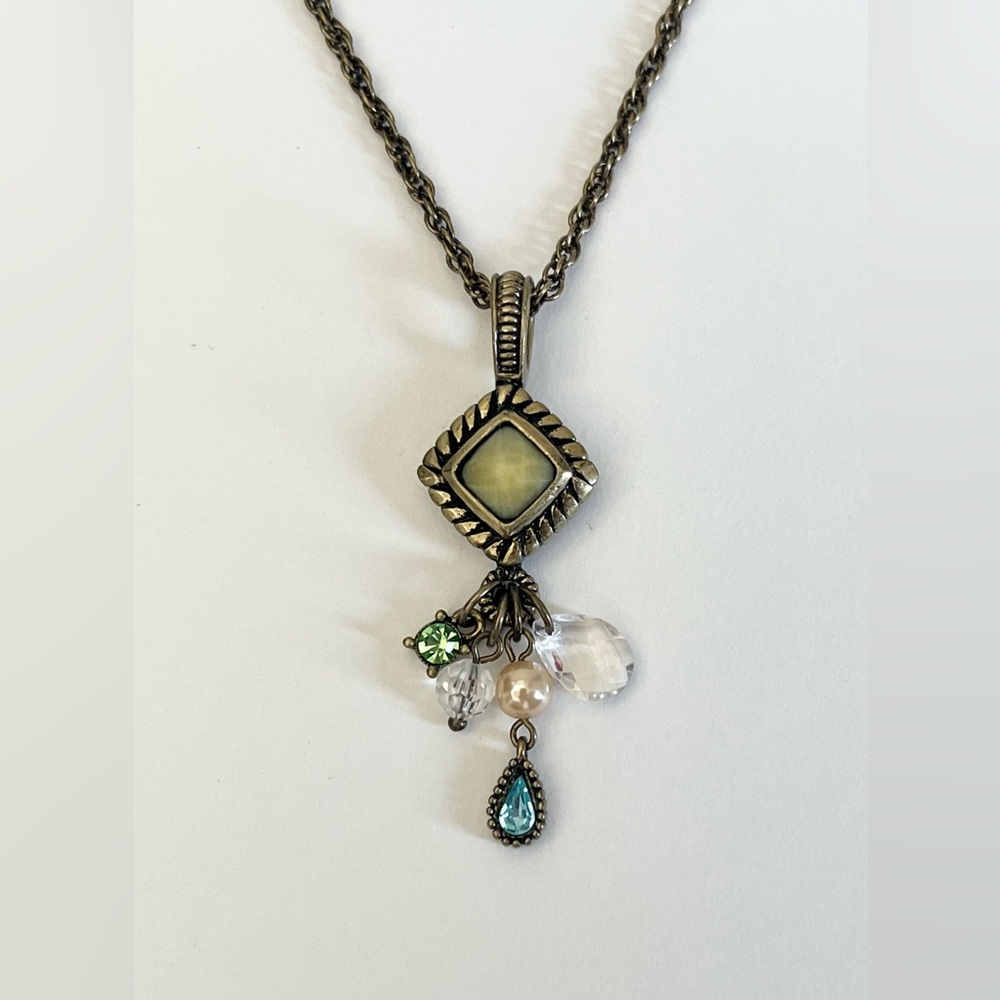 Lia Sophia Meltaway Multicolor Cut Crystals Pearl Metal Brass Necklace